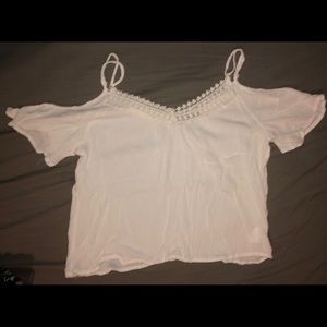 Ambiance - White Floral Lace off the shoulder Tank